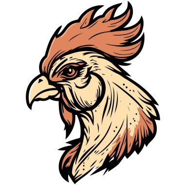 Vector illustration of chicken bird animal head hen seen from the side