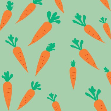 Vector illustration of root vegetable carrots orange color and green leaves for pattern background