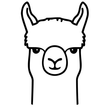 Vector illustration of camelid animal head called alpaca