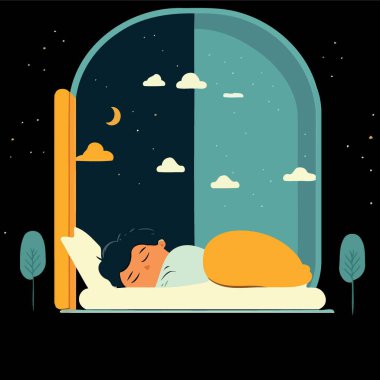 Human character sleeping at night vector illustration to illustrate world sleep day