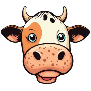 cow mammal animal head isolated colorful vector illustration