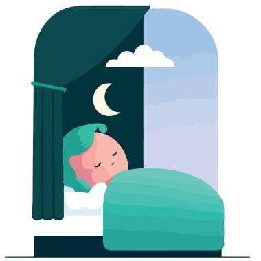 Human character sleeping at night vector illustration to illustrate world sleep day