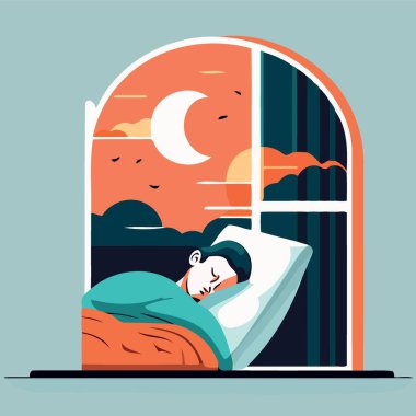 Human character sleeping at night vector illustration to illustrate world sleep day