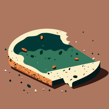 spoiled bread with mold fungus rotten food vector illustration