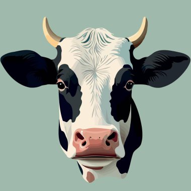 cow mammal animal head isolated colorful vector illustration