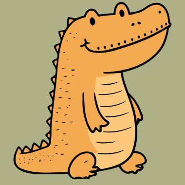 Şirin timsah sürüngen hayvan vücut vektör çizimi