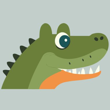 Hayvan yüzlü sürüngen timsah sevimli vektör çizimi