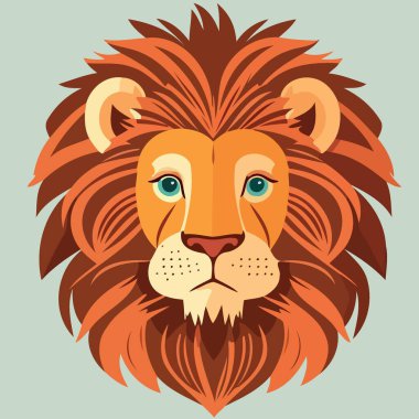 African lion mammal carnivore animal face Minimalist vector illustration