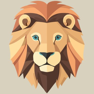 African lion mammal carnivore animal face Minimalist vector illustration