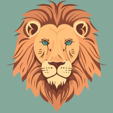 African lion mammal carnivore animal face Minimalist vector illustration