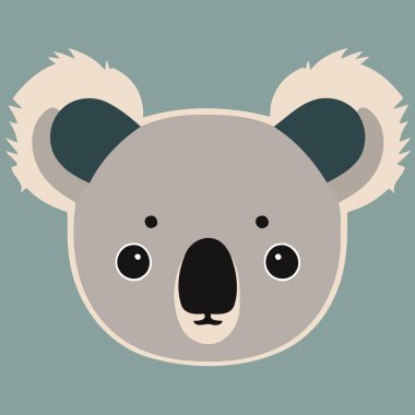 common koala herbivore mammal animal face Minimalist vector illustration