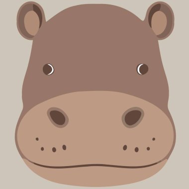 common hippopotamus herbivore mammal animal face Minimalist vector illustration