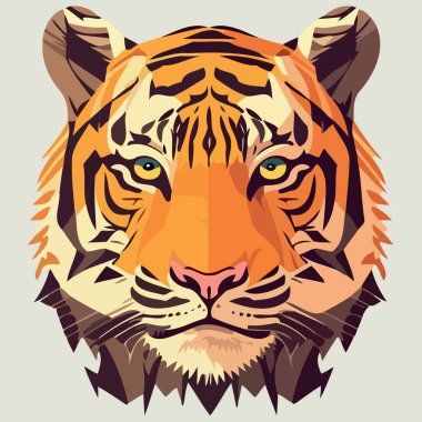 common tiger feline mammal animal face Minimalist vector illustration