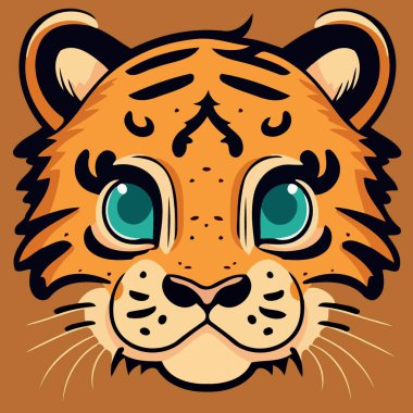 common tiger feline mammal animal face Minimalist vector illustration