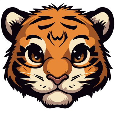 common tiger feline mammal animal face Minimalist vector illustration
