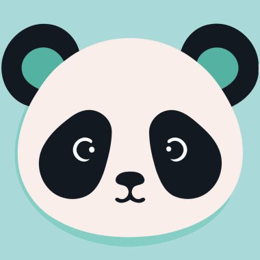common panda bear mammal animal face Minimalist vector illustration