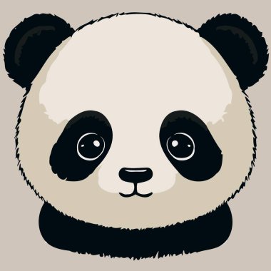 common panda bear mammal animal face Minimalist vector illustration