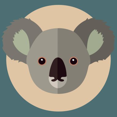 common koala herbivore mammal animal face Minimalist vector illustration