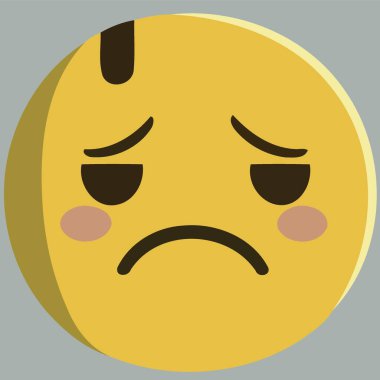 Sarı yuvarlak yüzün minimalist temsili hüzünlü duyguyu temsil ediyor.