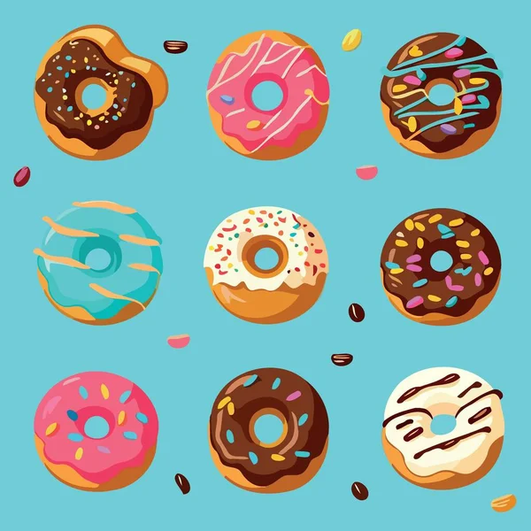 Donut Food Snack Doux Minimaliste Vecteur Illustration — Image vectorielle