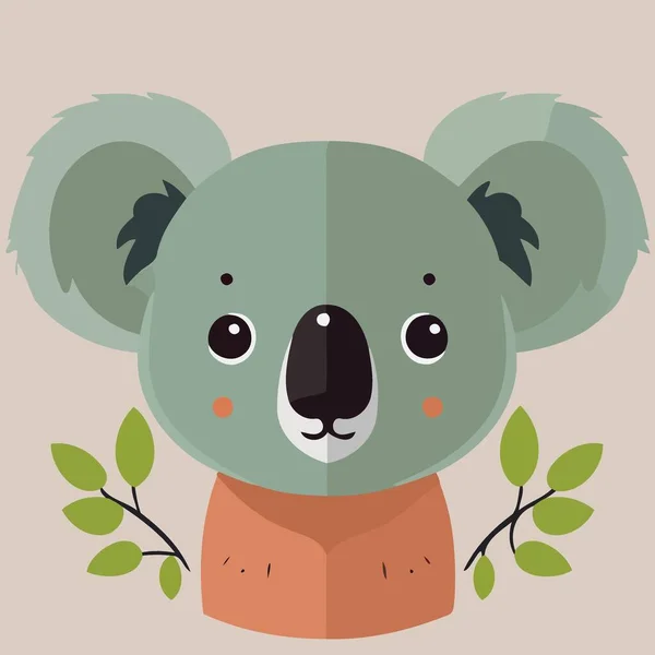 Common Koala Herbivore Mammal Animal Face Minimalist Vector Illustration — 스톡 벡터