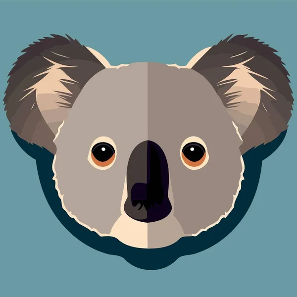 Koala Commun Herbivore Mammifère Animal Visage Illustration Vectorielle Minimaliste — Image vectorielle