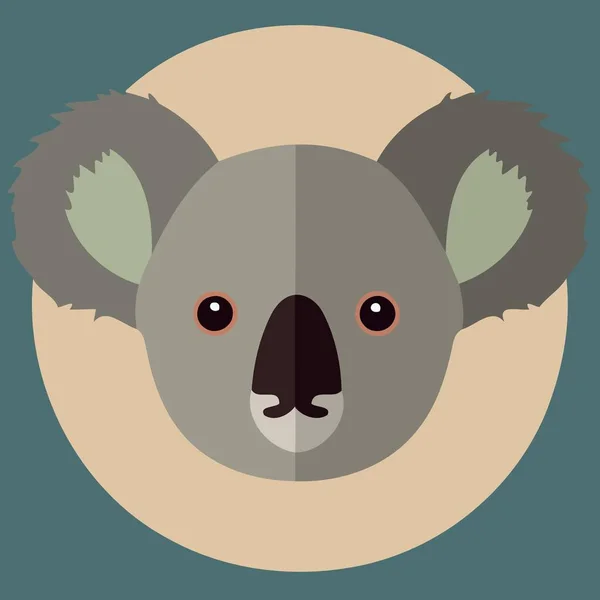 Közönséges Koala Növényevő Emlős Állat Arc Minimalista Vektor Illusztráció — Stock Vector