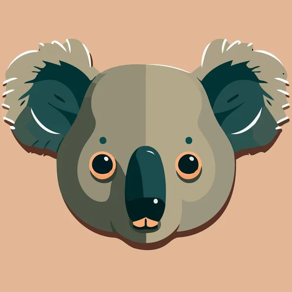 Común Koala Herbívoro Mamífero Cara Animal Ilustración Vector Minimalista — Vector de stock