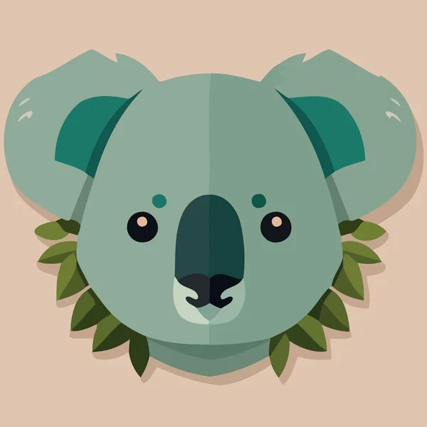 Comune Koala Erbivoro Mammifero Faccia Animale Minimalista Vettoriale Illustrazione — Vettoriale Stock
