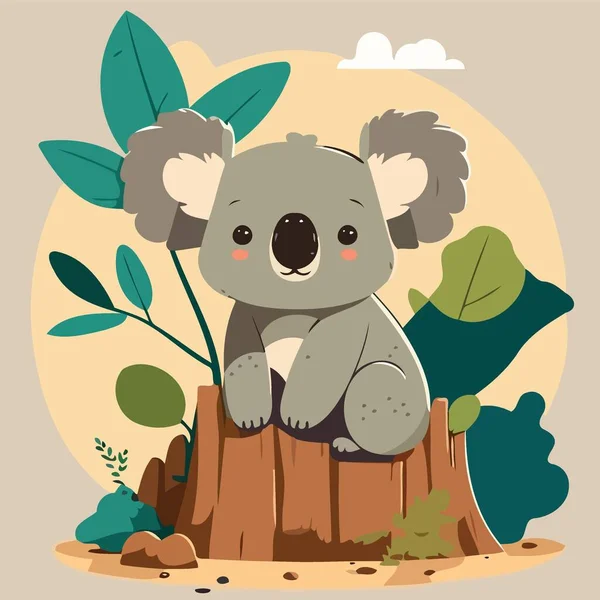 Common Koala Herbivore Mammal Animal Body Minimalist Vector Illustration — 스톡 벡터