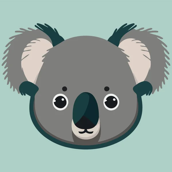 Común Koala Herbívoro Mamífero Cara Animal Ilustración Vector Minimalista — Vector de stock