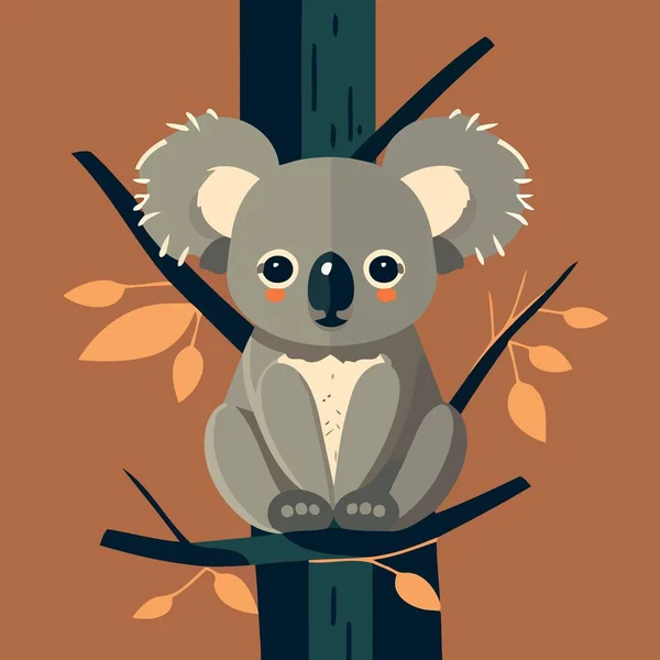 Κοινό Koala Herbivore Θηλαστικό Ζωικό Σώμα Μινιμαλιστική Διανυσματική Απεικόνιση — Διανυσματικό Αρχείο