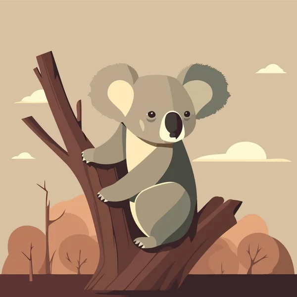 Common Koala Herbivore Mammal Animal Body Minimalist Vector Illustration — ストックベクタ