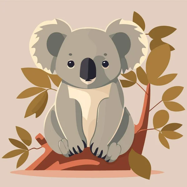 Pospolita Koala Roślinożerny Ssak Ciało Zwierząt Minimalistyczny Wektor Ilustracja — Wektor stockowy
