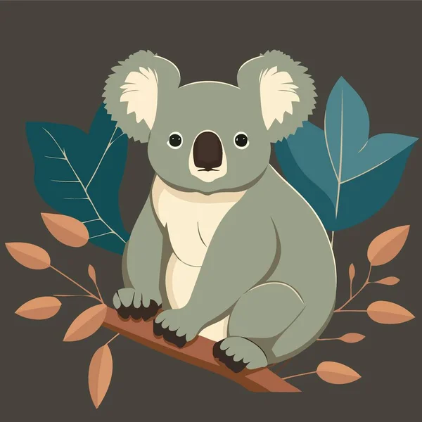 Comune Koala Erbivoro Mammifero Corpo Animale Minimalista Vettoriale Illustrazione — Vettoriale Stock
