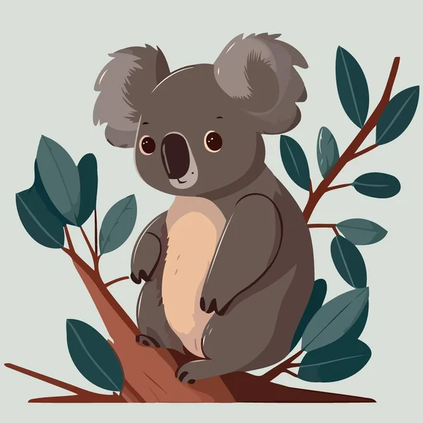 Common Koala Herbivore Mammal Animal Body Minimalist Vector Illustration — Vettoriale Stock