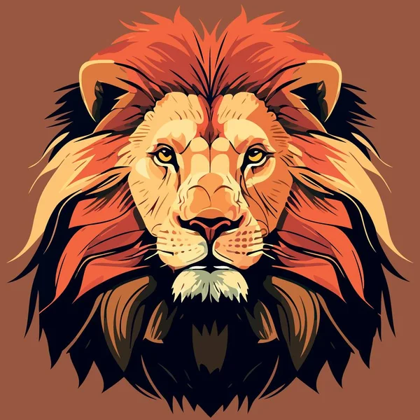 African Lion Mammal Carnivore Animal Face Minimalist Vector Illustration — Vetor de Stock
