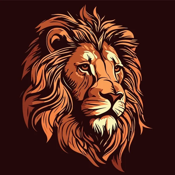 Lion Africain Mammifère Carnivore Animal Visage Illustration Vectorielle Minimaliste — Image vectorielle