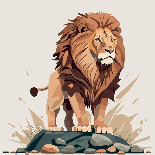 African Lion Mammal Carnivore Animal Body Minimalist Vector Illustration — Vector de stock