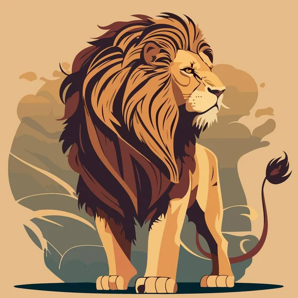 African Lion Mammal Carnivore Animal Body Minimalist Vector Illustration — Image vectorielle
