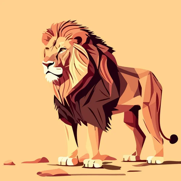 African Lion Mammal Carnivore Animal Body Minimalist Vector Illustration — Stock vektor
