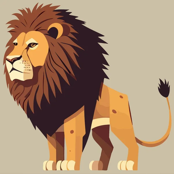 African Lion Mammal Carnivore Animal Body Minimalist Vector Illustration — Stockový vektor