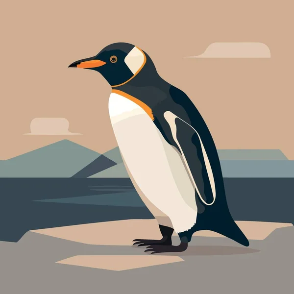 Animale Uccello Comune Pinguino Blu Illustrazione Vettoriale Minimalista — Vettoriale Stock