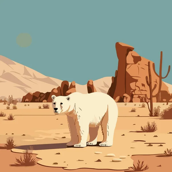 Κάρτα Ευαισθητοποίησης Για Την Κλιματική Αλλαγή Απεικόνιση Μιας Πολικής Αρκούδας — Διανυσματικό Αρχείο