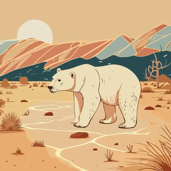 사막에 북극곰의 모습을 변화에 — 스톡 벡터