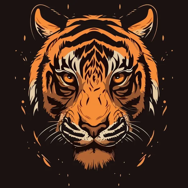 Tigre Commun Mammifère Félin Visage Animal Illustration Vectorielle Minimaliste — Image vectorielle