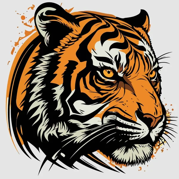 Közönséges Tigris Macska Emlős Állat Arc Minimalista Vektor Illusztráció — Stock Vector