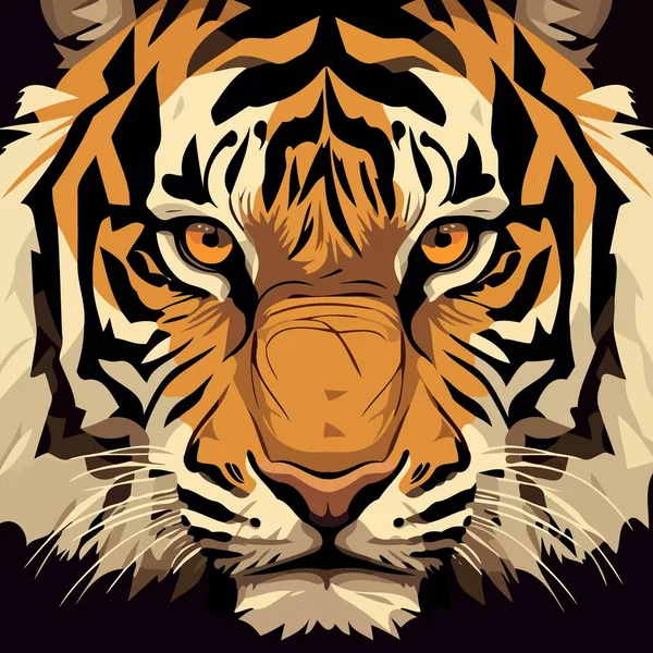 Comune Tigre Felino Mammifero Animale Faccia Minimalista Vettore Illustrazione — Vettoriale Stock