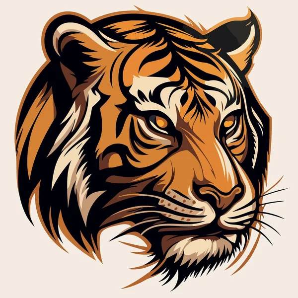 Common Tiger Feline Mammal Animal Face Minimalist Vector Illustration — Vector de stock