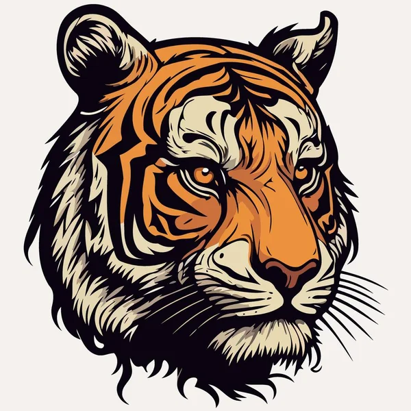 Tigre Común Mamífero Felino Cara Animal Ilustración Vector Minimalista — Vector de stock